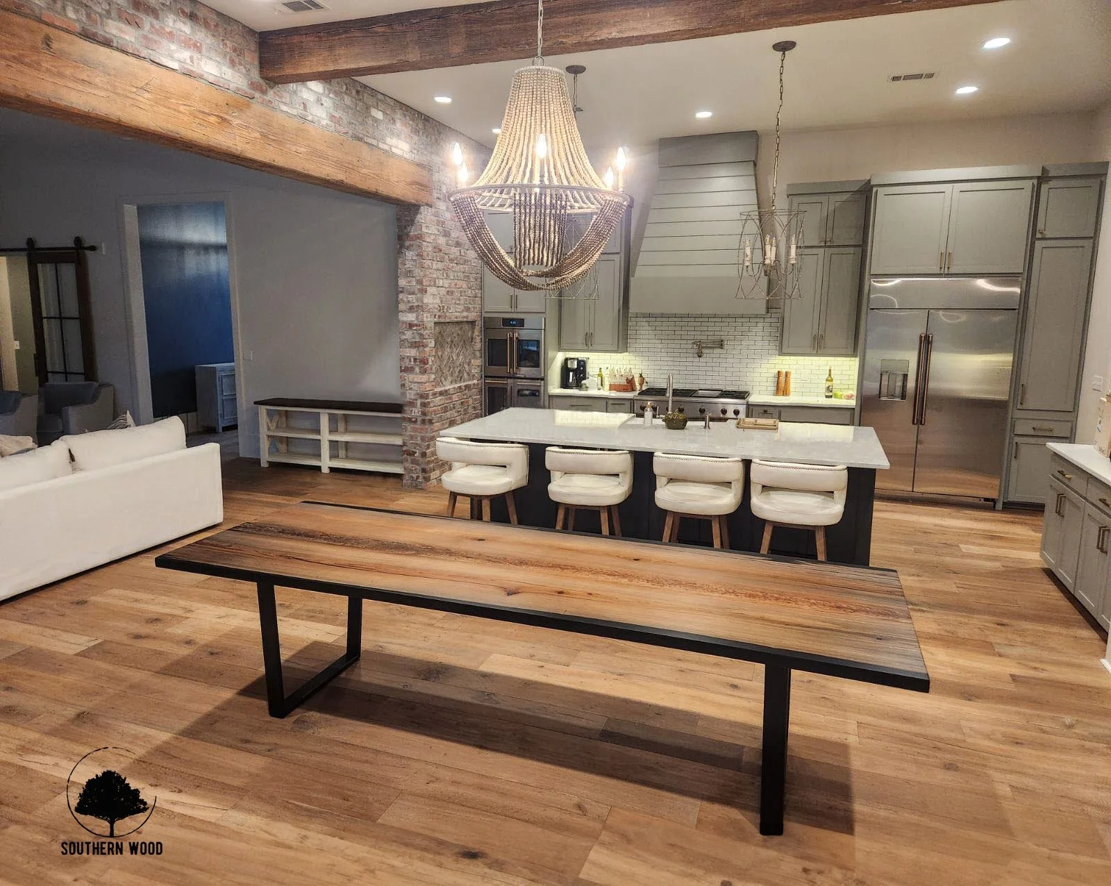 Sinker Cypress Box Beams — custom live edge wood tables, mantels